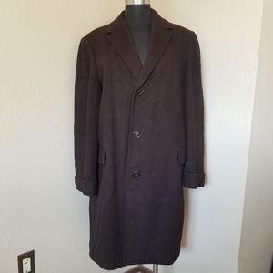 Austrian Brown Cashmere Coat Button Front Lined 39.5